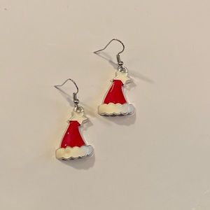 Sale Santa Hat Earrings, Handmade